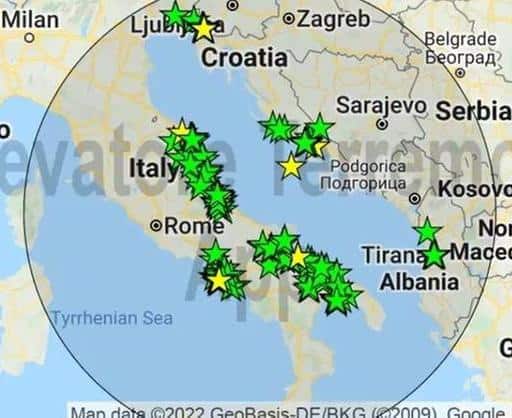 Terremoto nella notte in Bosnia avvertito in tutta Italia, Molise, Campania, Puglia, Marche, Lazio, Abruzzo