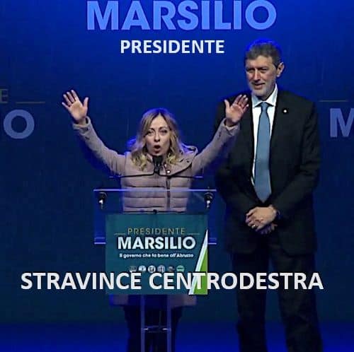 Abruzzo elezioni centrodestra stravince, Marsilio governatore, con 7 punti su D’Amico. FdI primo partito